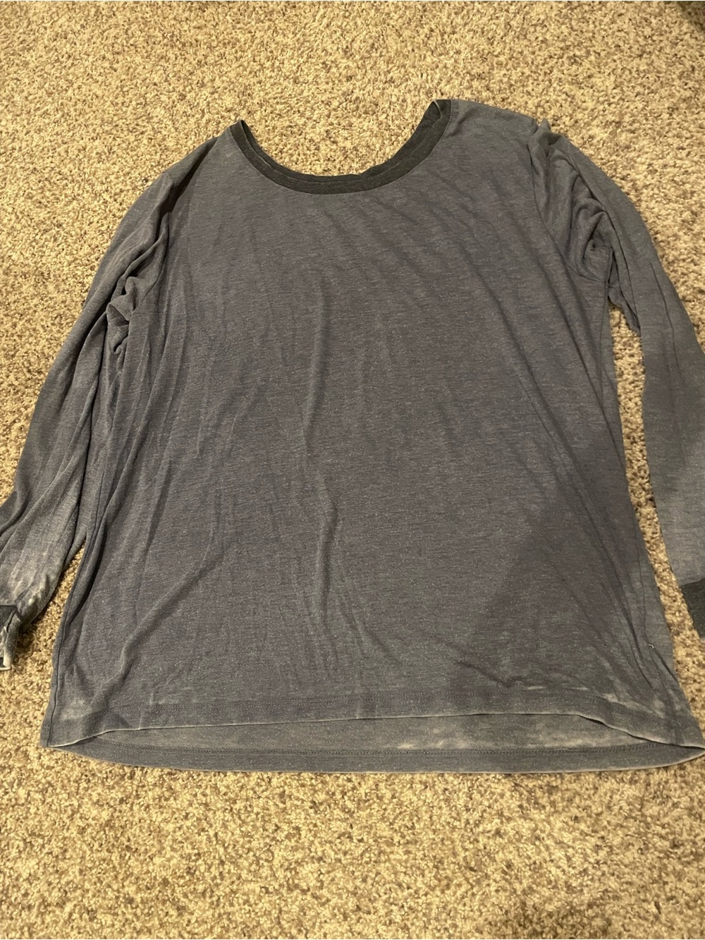 Treasure & Bond Long Sleeve Scoop Neck Top - Blue Gray